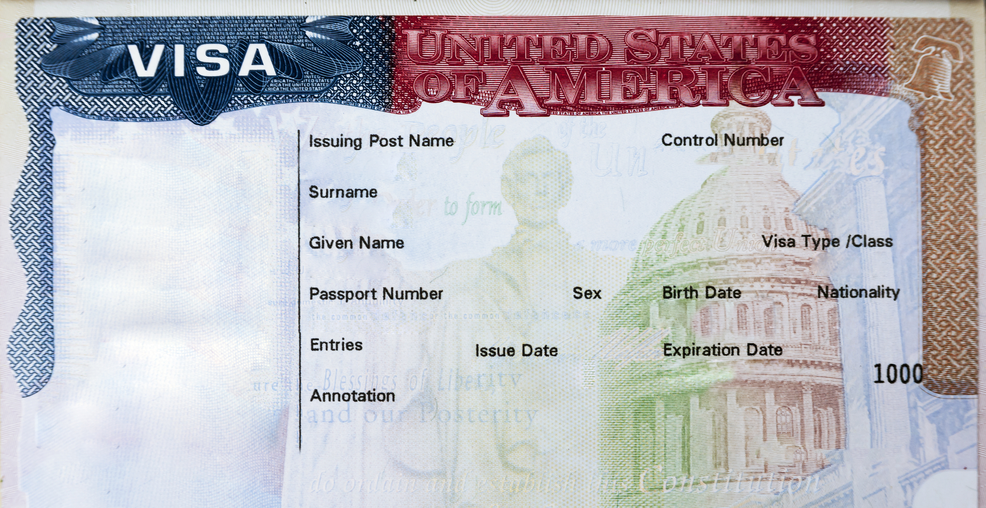Американская виза макет