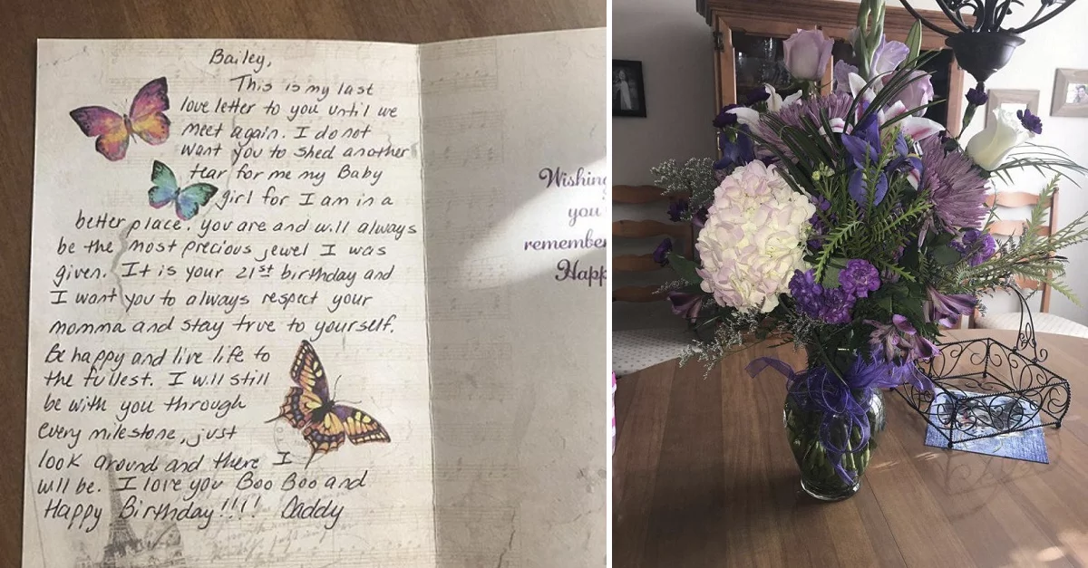 Девушка 5 лет получала цветы от отца после его смерти и вконце пришло трогательное письмо