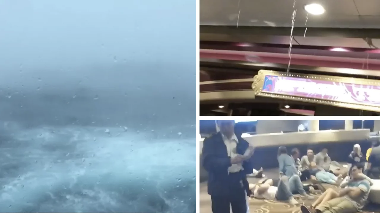 Самый страшный момент моей жизни: круизный лайнер проходит зимний шторм (видео)