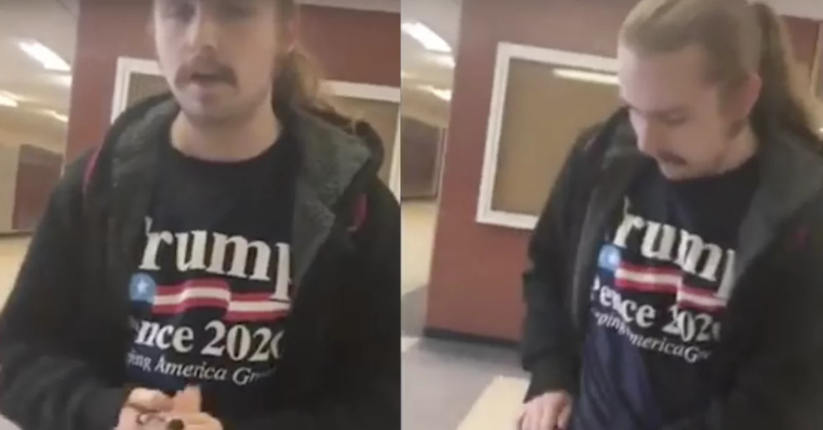 Студент с ножом и в «трамповской» футболке призывал убить всех нелегалов (видео)
