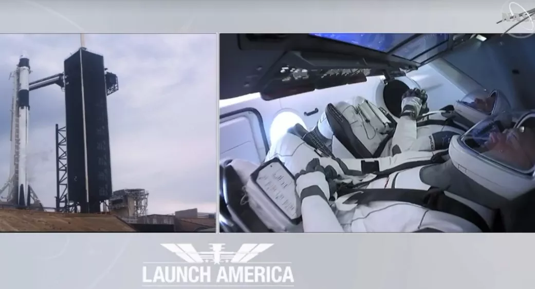 Исторический запуск пилотируемого SpaceX Crew Dragon в прямом эфире (видео)